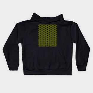 Black Hearts, Polka Dots, Pattern on Olive Green Kids Hoodie